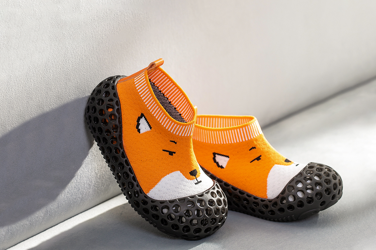 黑底小狐狸儿童3D打印学步鞋